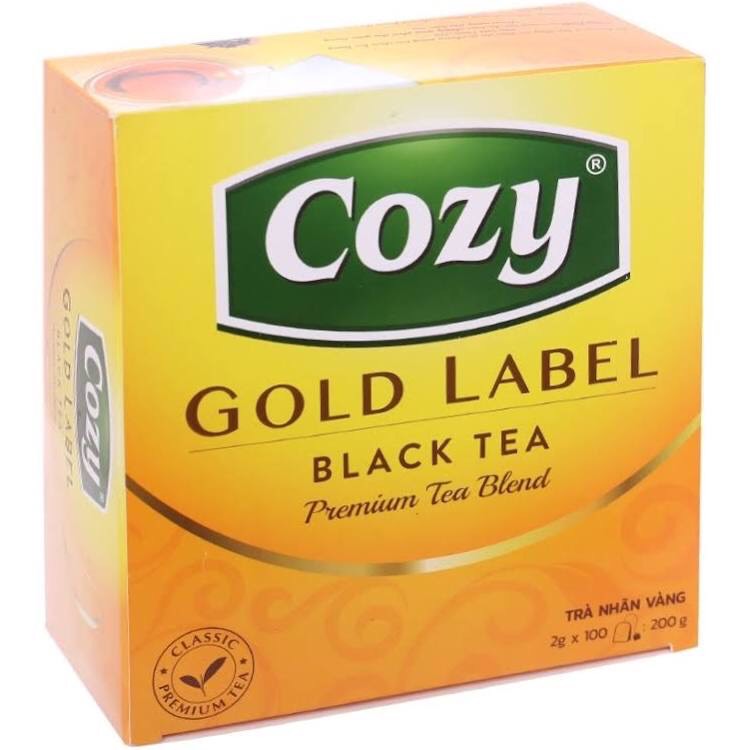 TRÀ ĐEN NHÃN VÀNG COZY GOLD LABEL BLACK TEA HỘP 100 TÚI LỌC