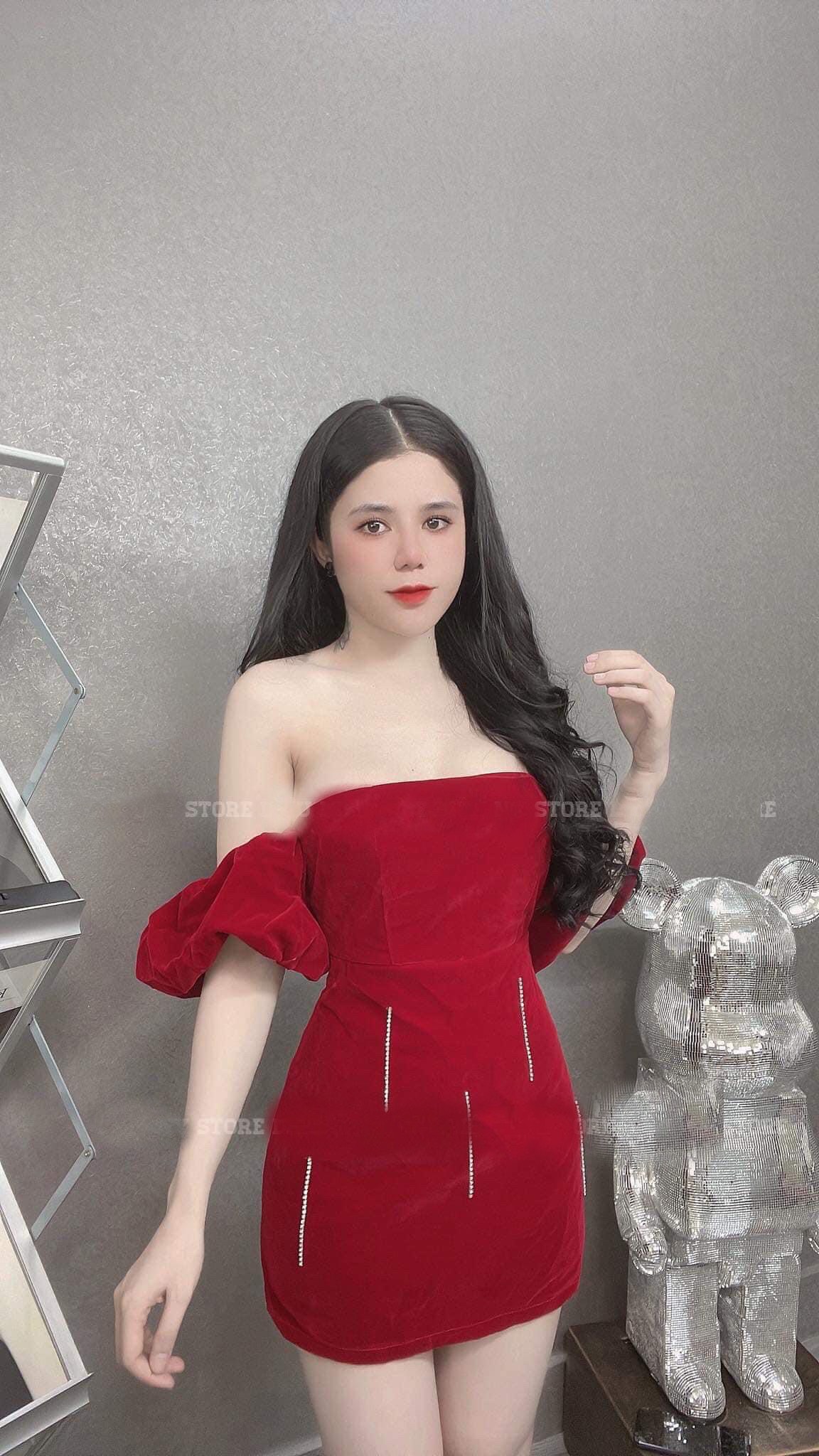 Váy Nhung Đỏ Trễ Vai Giá Rẻ Tháng 5,2023|Biggo Việt Nam