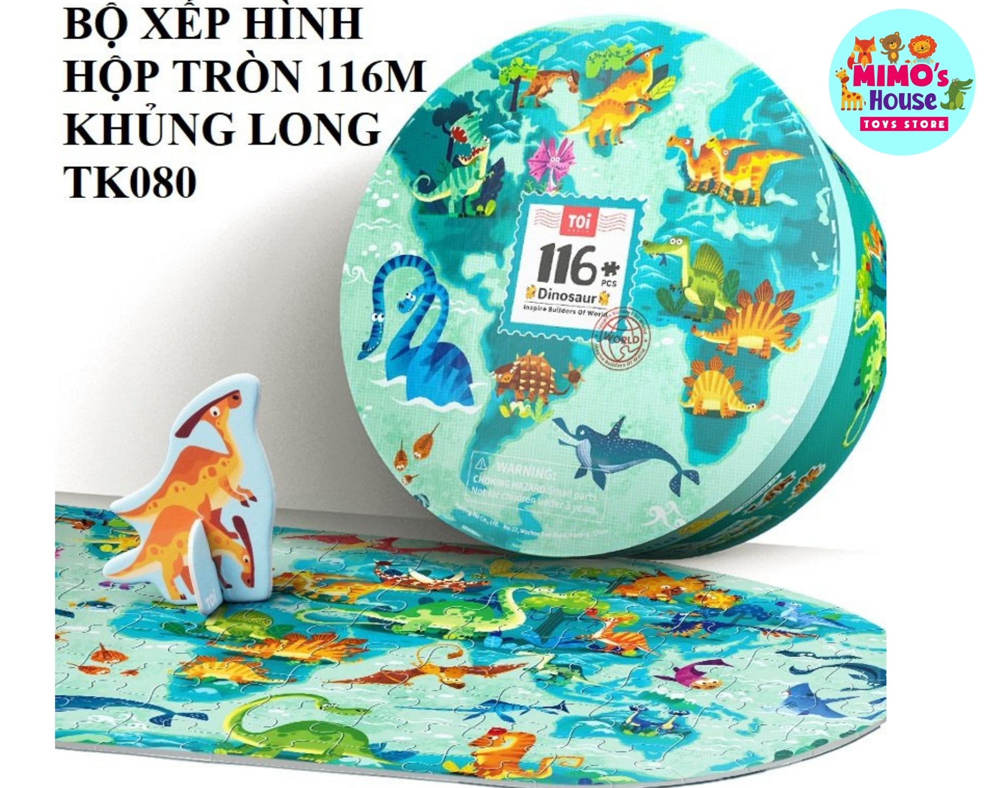 XẾP HÌNH HỘP TRÒN TOI DINOSAUR PUZZLE 116 MIẾNG DÀNH CHO BÉ TỪ 5 TUỔI - MIMO HOUSE 09
