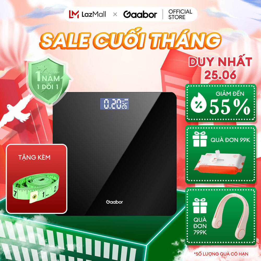 [🎁 Thước dây] Cân sức khỏe điện tử GAABOR GWS-M01A màn hình LED sạc USB - Hàng chính hãng