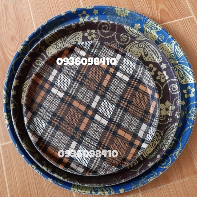 Bộ 3 khay hoa văn tròn 28cm bưng bê phục vụ nhà hàng quán cà phê