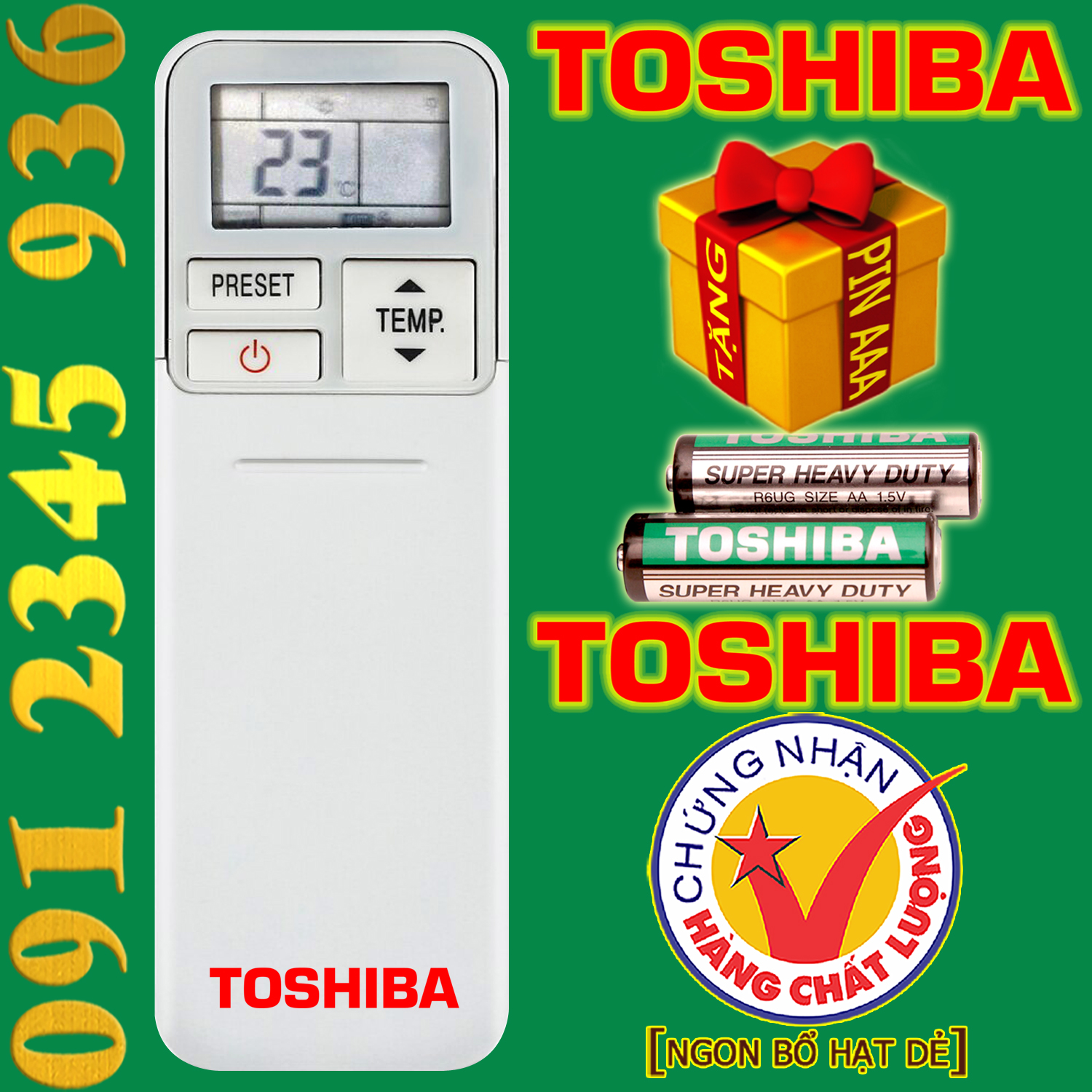 Điều khiển TOSHIBA [HÀNG ĐẸP] cho điều hòa. (Mẫu số 6)
