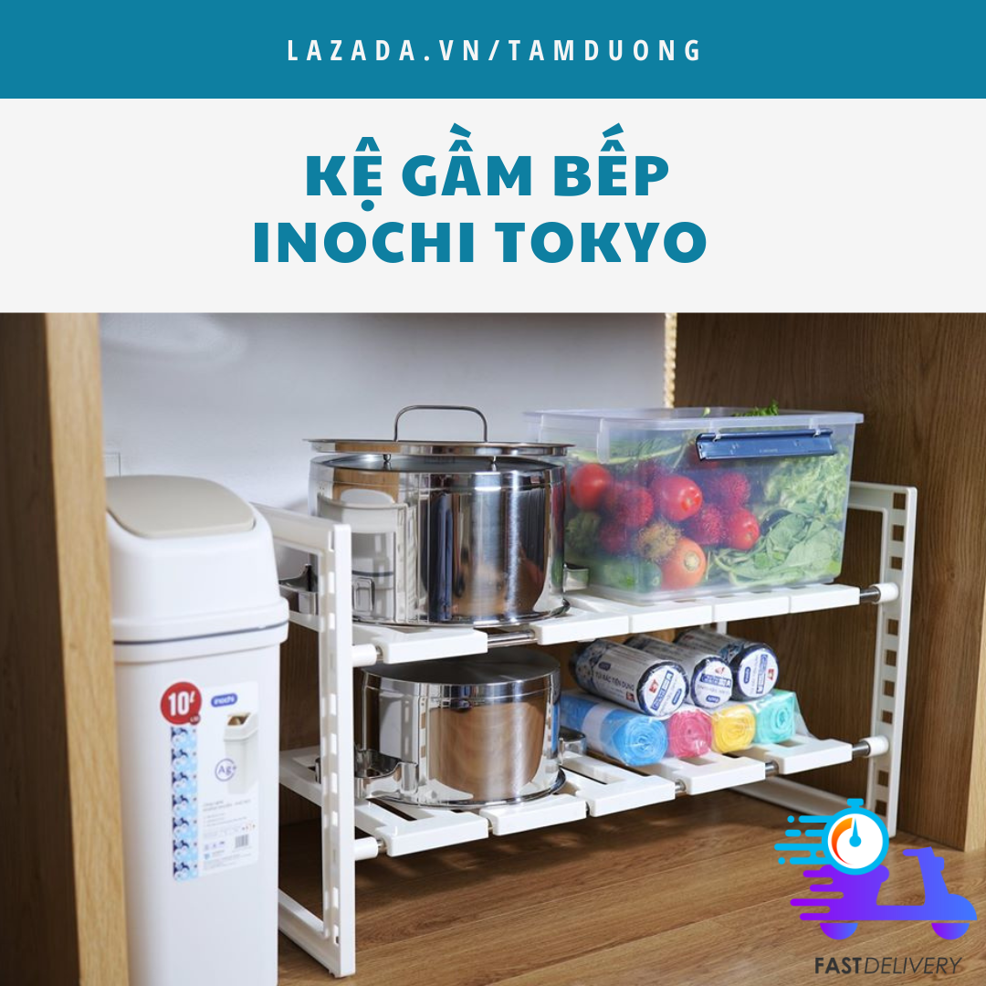 Kệ gầm bếp Inochi (thiết kế thông minh có thể thay đổi nhiều kiểu khác nhau tùy theo vị trí lắp đặt) [HCM-Giao hoả tốc 2h]