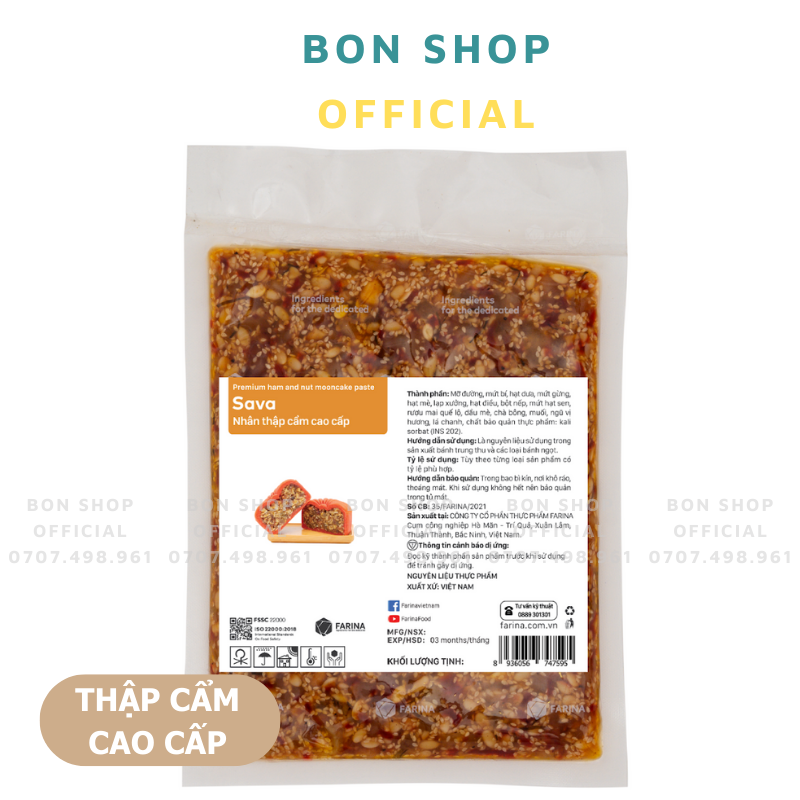 Nhân vị thập cẩm cao cấp làm bánh trung thu thương hiệu farina