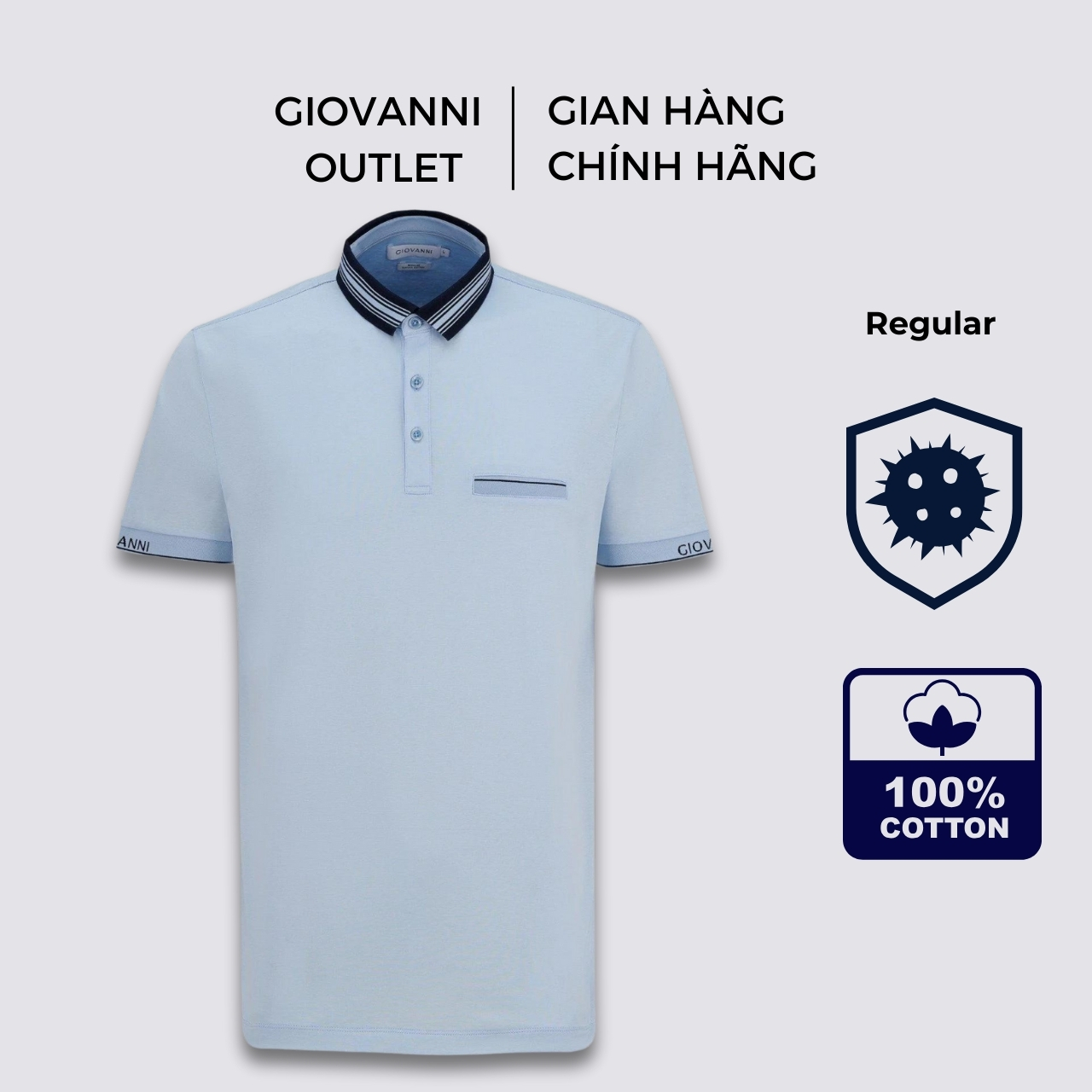 Áo Polo Nam Cộc Tay GIOVANNI Chất Liệu 100% Cotton Double Mercerized GPL01-012