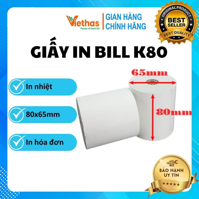 10 cuộn giấy in nhiệt oji k80 phi 65mm