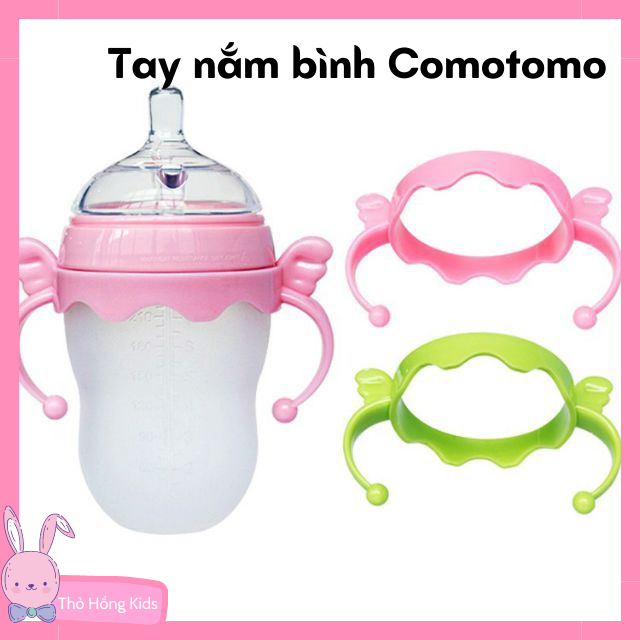 Tay cầm bình sữa Comotomo chất liệu nhựa không BPA an toàn cho sức khỏe Thiết kế tiện dụng - Thỏ Hồng Kids