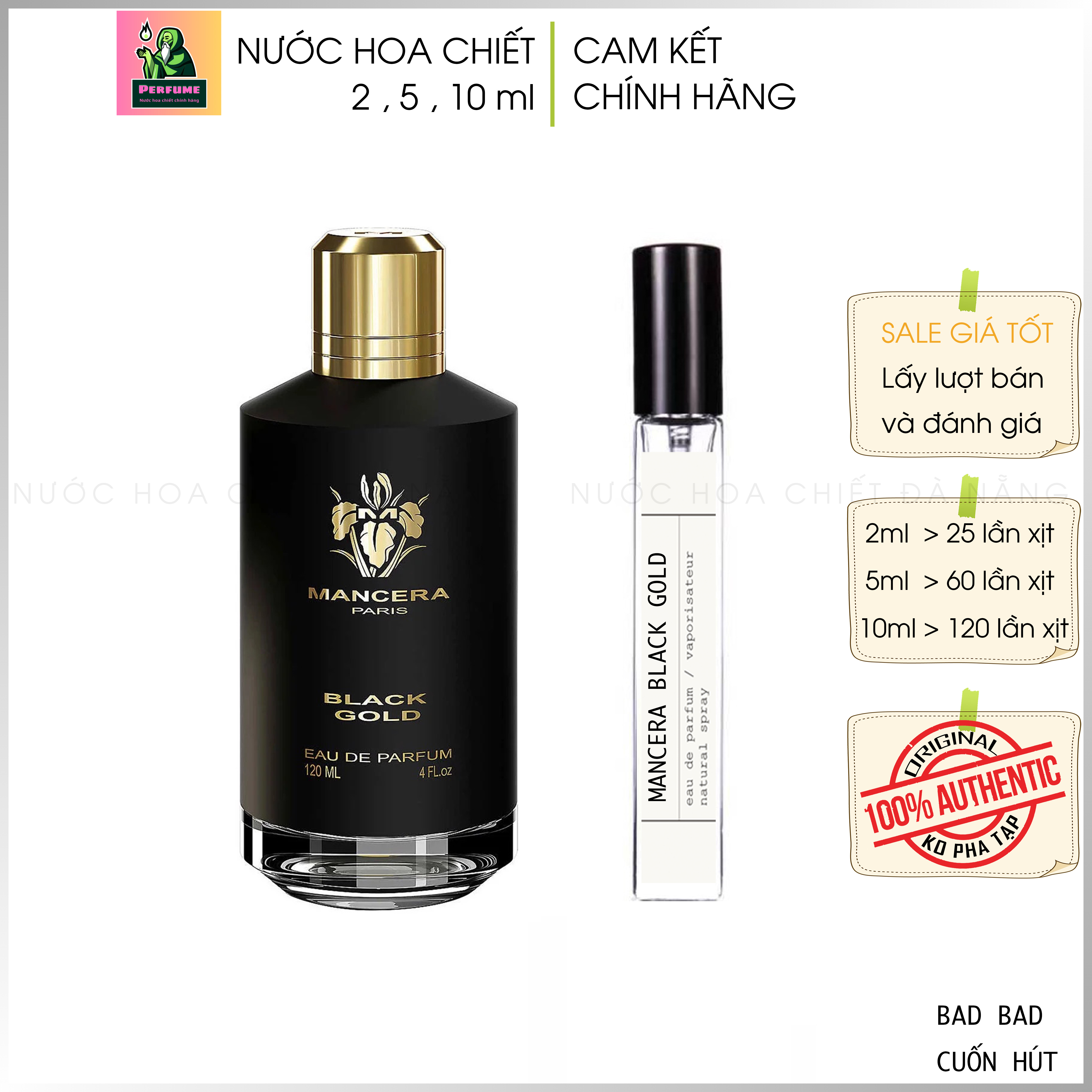 Nước hoa mancera black gold chiết 2ml 5ml 10ml - cam kết chính hãng