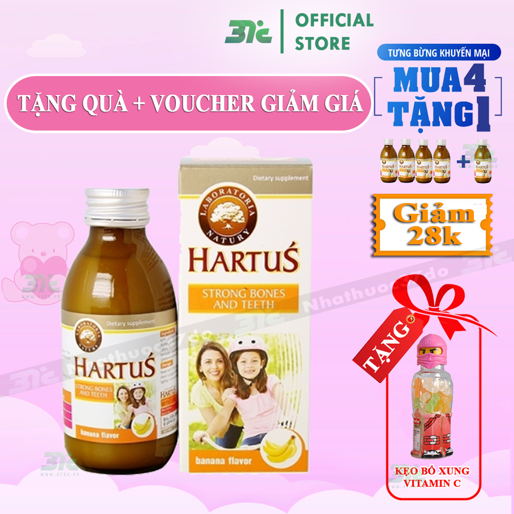 Canxi cho bé Hartus, bổ xung D3 và Vitamin K2, siro Hatus cho trẻ 4, 6 tháng 1 tuổi tăng chiều cao