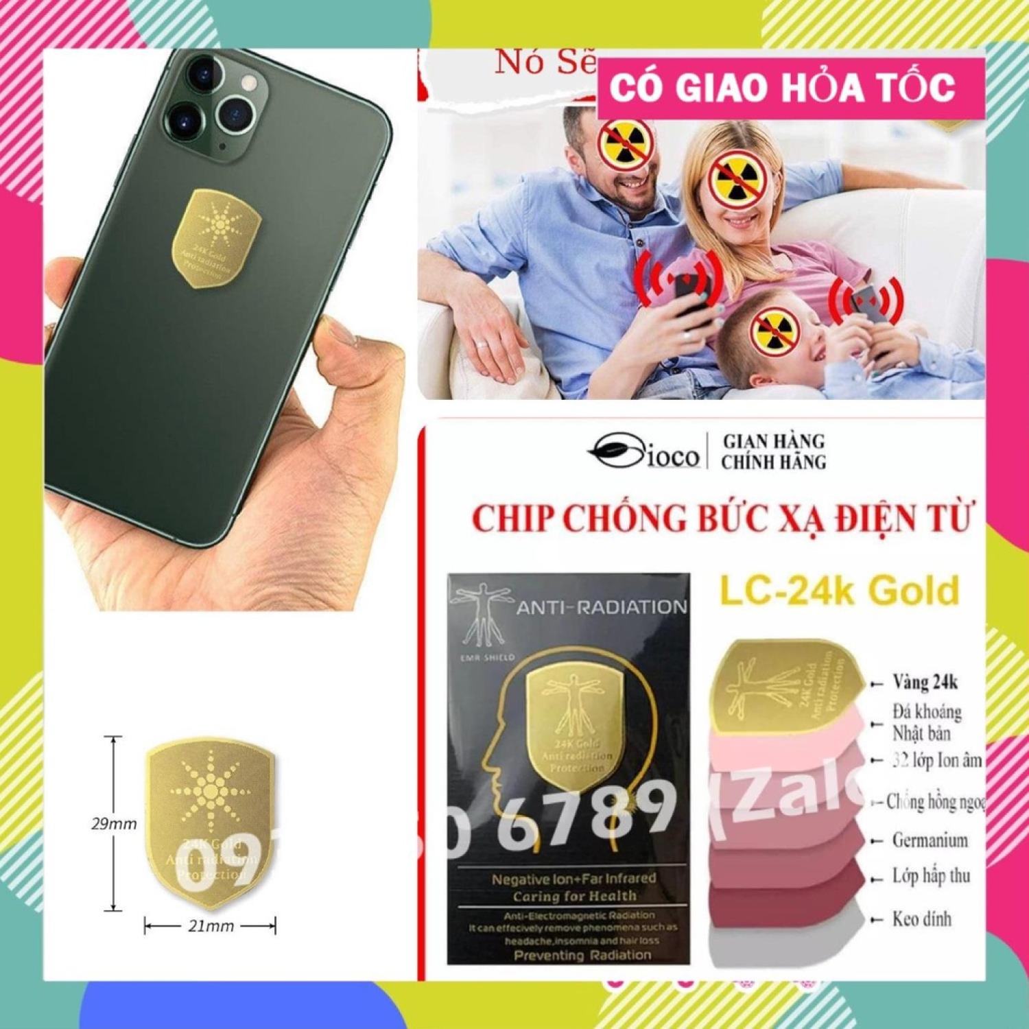 Chip Ngăn Bức Xạ Điện Thoại ngăn cản bức xạ điện từ, triệt sóng giảm tác động của bức xạ