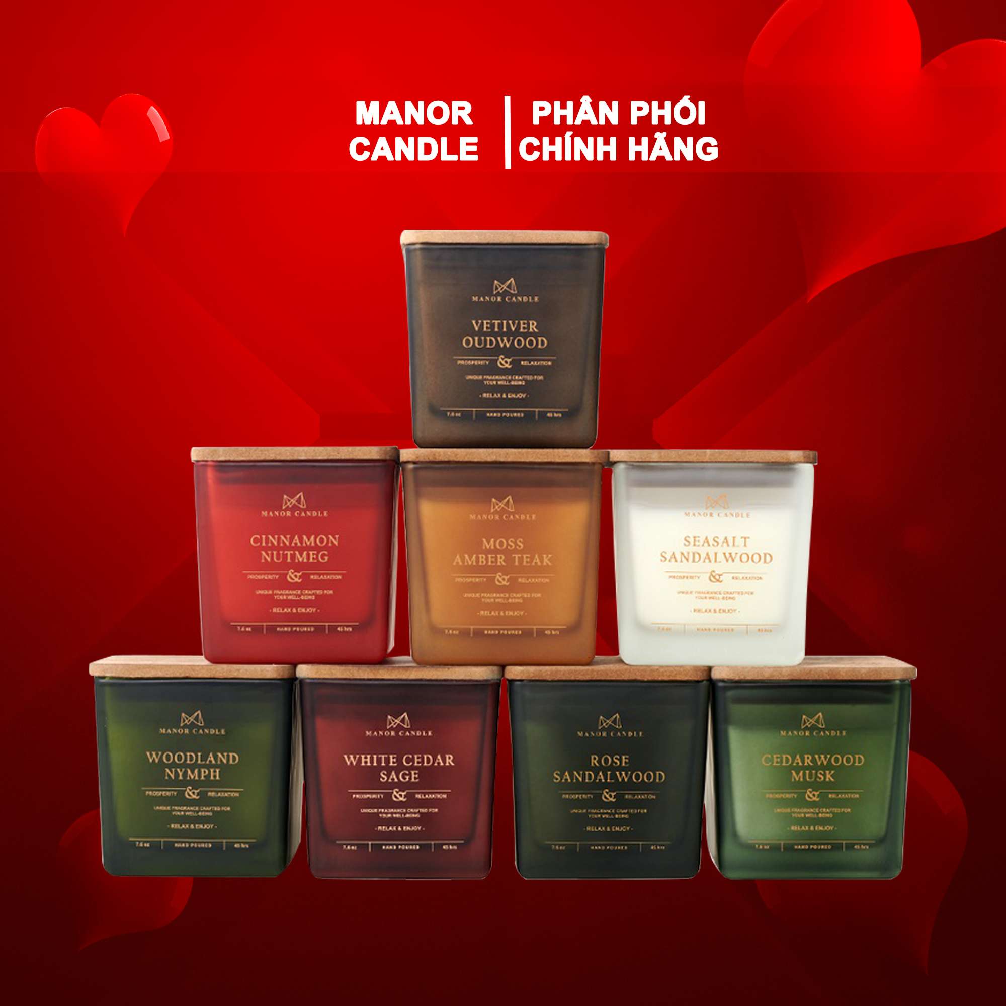 [8 mùi - 250g] Nến thơm MANOR CANDLE 1 bấc sáp cọ Hương Nước Hoa, Manor Candle