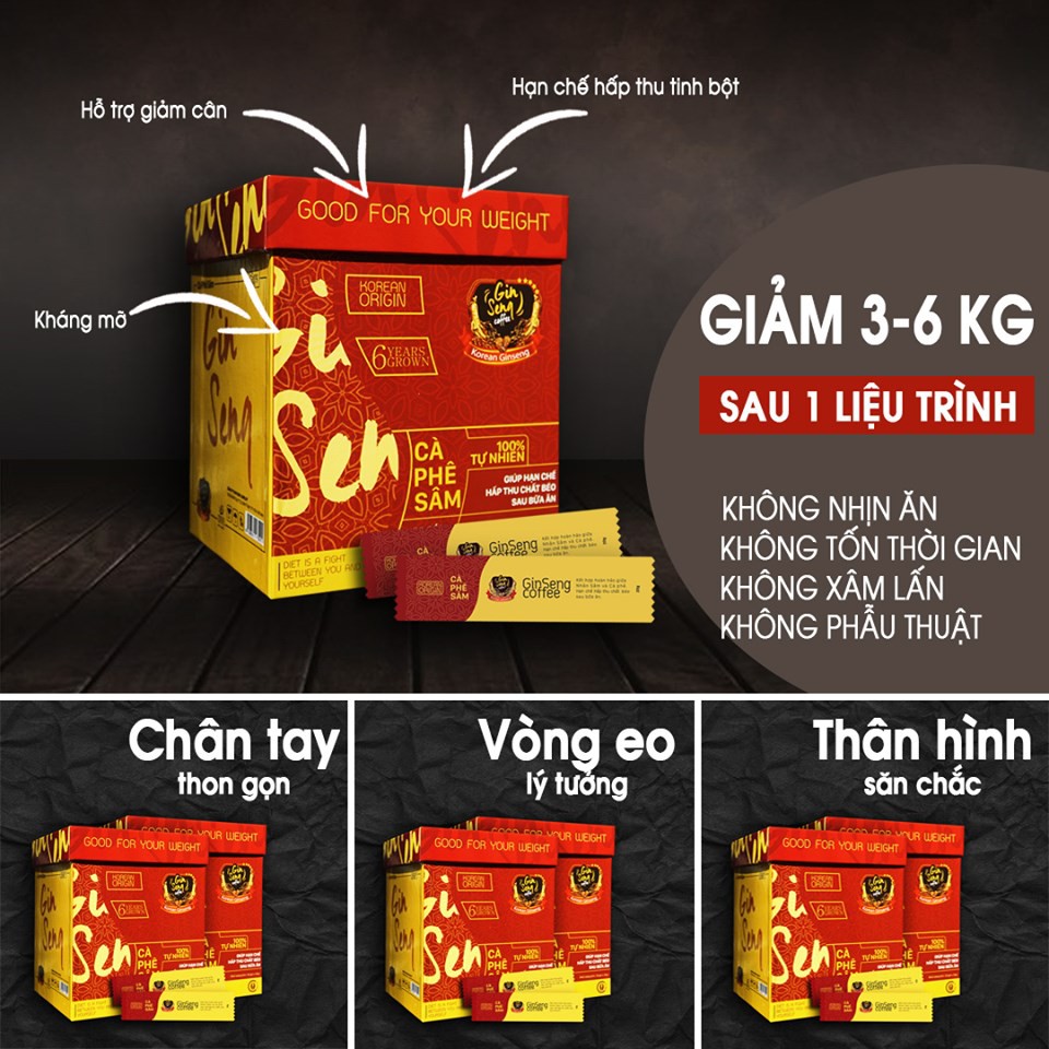 CÀ PHÊ SÂM GINSENG (GIẢM CÂN, ĐẸP DA, GIỮ DÁNG) (1 HỘP 30 GÓI)