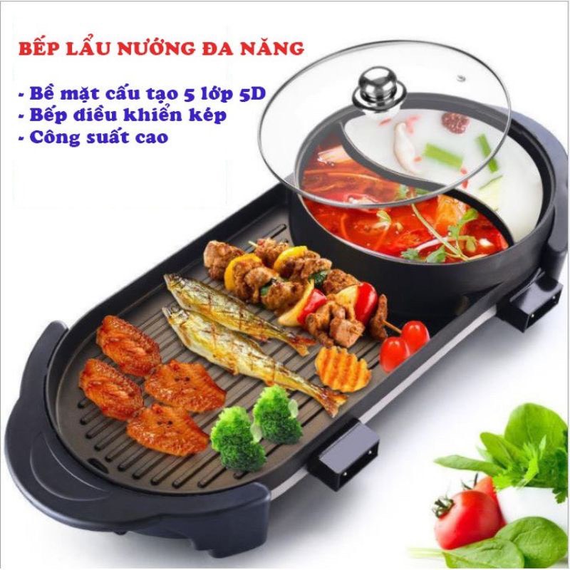 Bếp lẩu nướng đa năng matika nồi lẩu nướng 2in1 công suất 1500w mtk-6929
