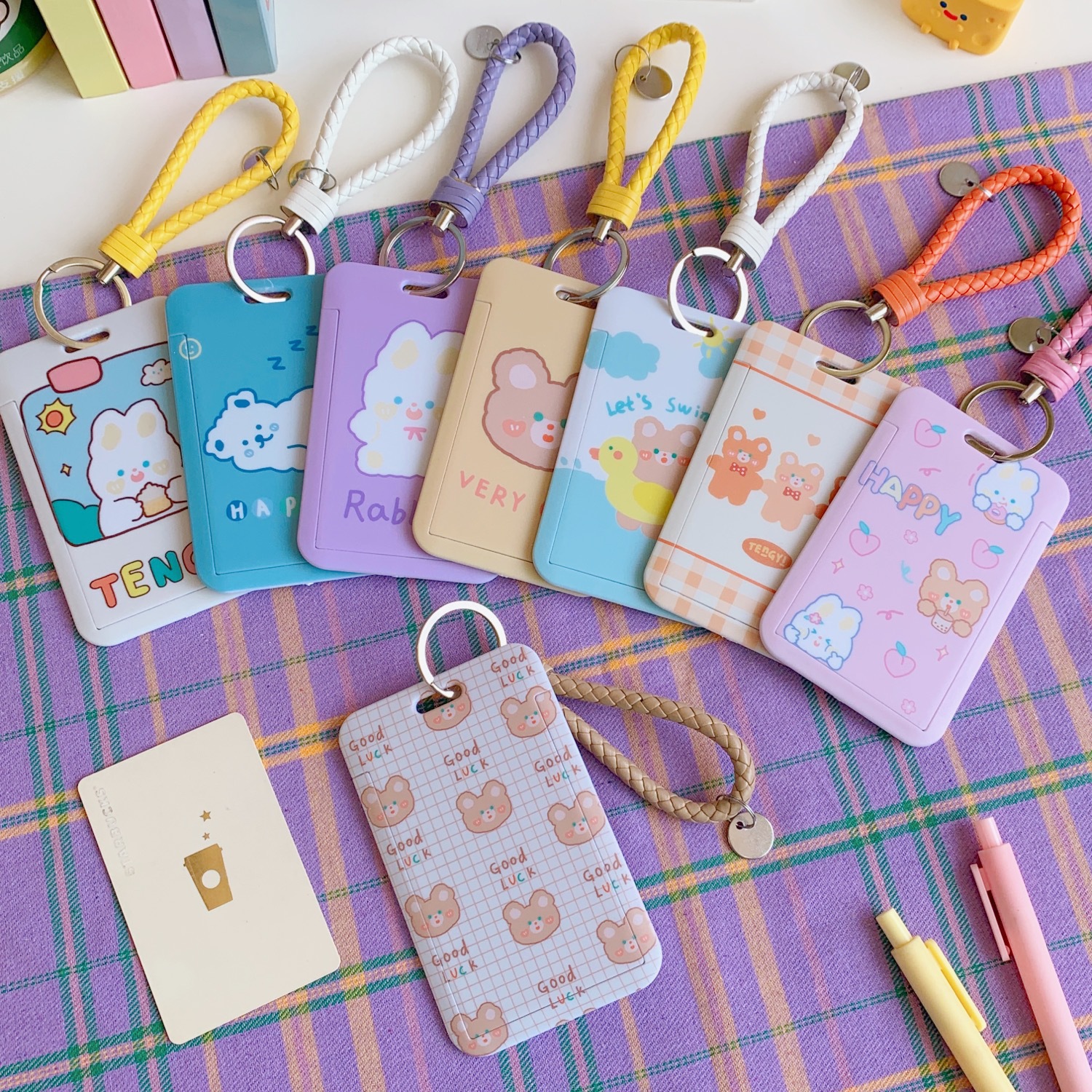 Móc khoá kèm bao đựng thẻ bọc vé xe, thẻ học sinh nhân viên văn phòng đáng yêu