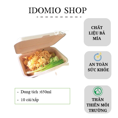 Hộp Cơm Dùng Một Lần  Bã Mía 600ml (50 cái/xấp) - Hàng Thái Lan