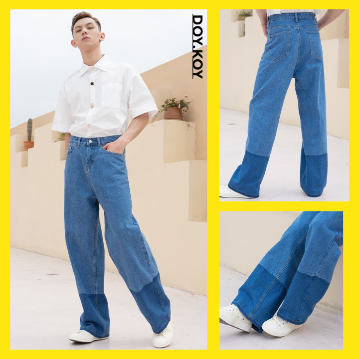 Quần jean nam ống suông basic 2 màu phong cách Hàn quốc quần jean nam bền đẹp - DOYKOY