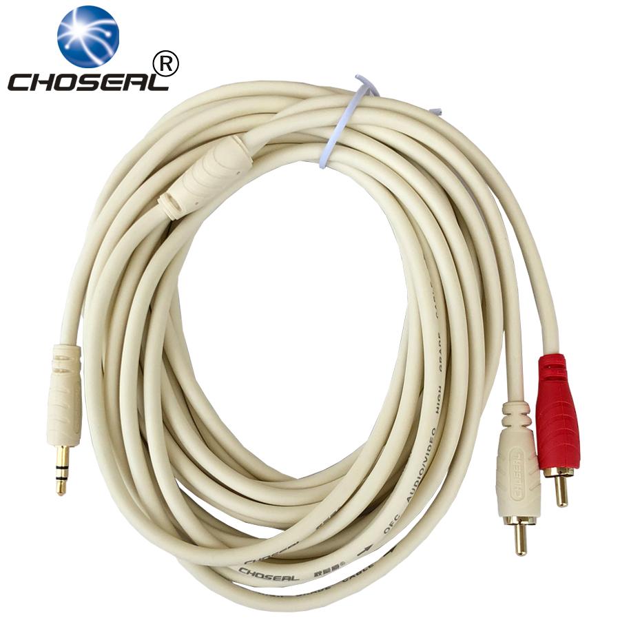 Dây loa 1 đầu 3.5 ra 2 AV CHOSEAL dài 5m Dây cáp chắc chắn Đầu rắc mạ đồng giúp tiếp xúc tốt chống hoen rỉ