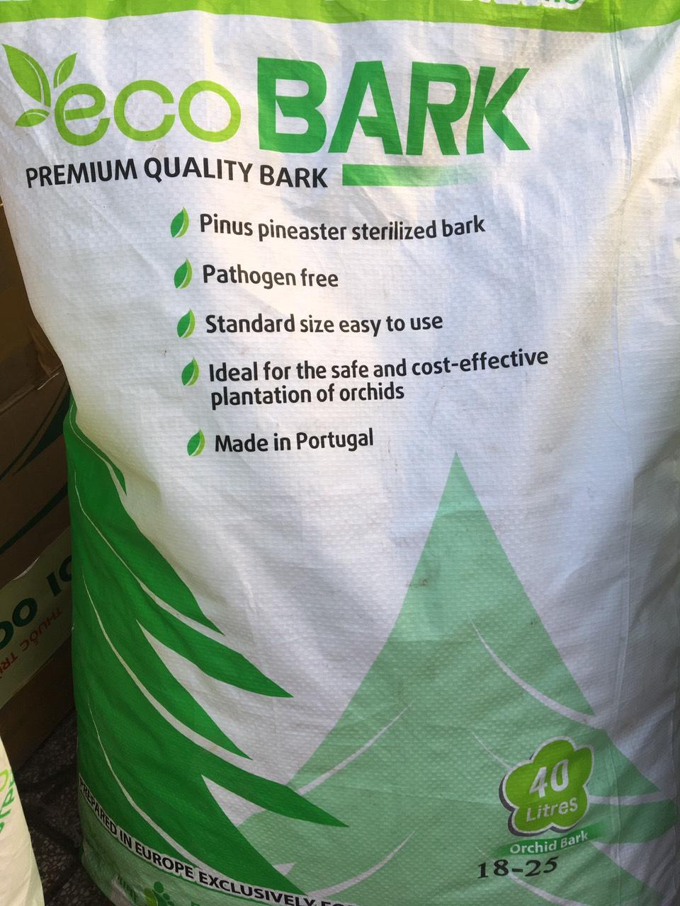 VỎ THÔNG trông lan ECOBARK nhập khẩu Bồ Đào Nha- 40 lít size 18mm đến 25mm