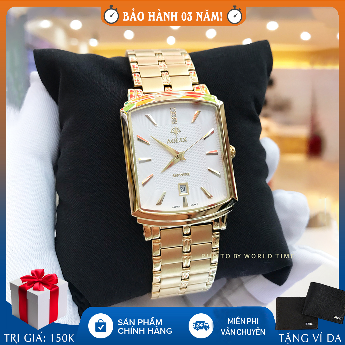 Đồng hồ nam Aolix AL9099g full hộp, thẻ bảo hành hãng, kính sapphire chống xước chống nước