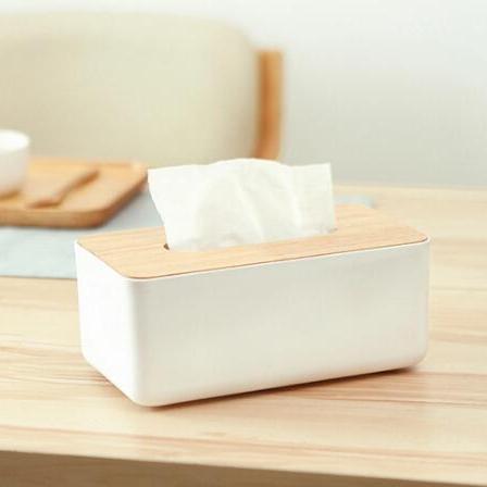 Hộp đựng giấy ăn bằng gỗ nhựa trắng phong cách hàn quốc