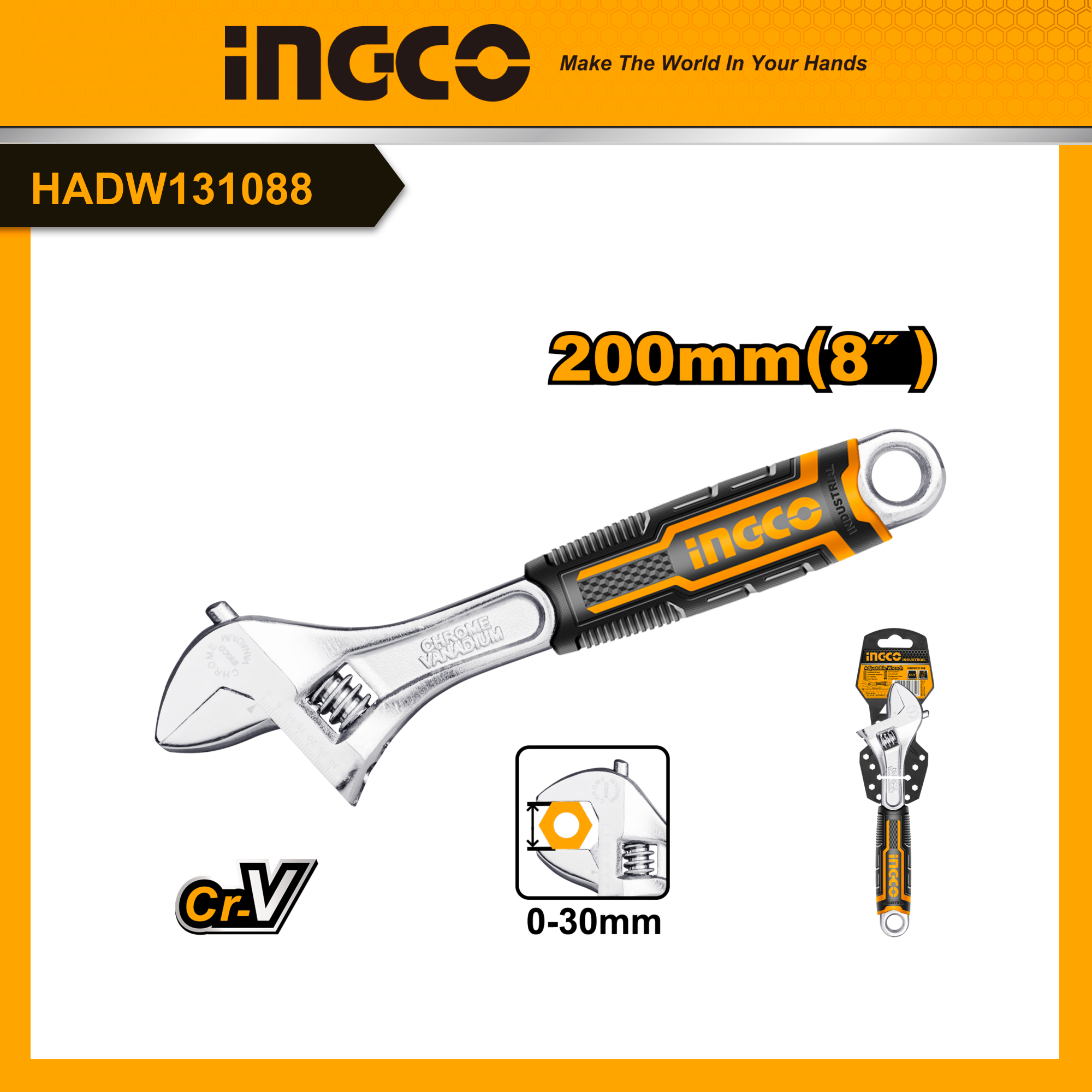 Ingco mỏ lết công chất liệu crv hadw131088/hadw131108/hadw131128