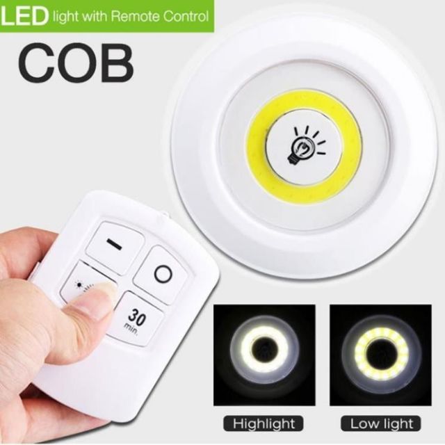 Bộ 3 đèn led siêu sáng thông minh cảm ứng mini thông minh dán tường tiện dụng gắn Tủ quần áo + Tủ bếp + Tủ rượu .... + Tặng kèm điều khiển có hẹn giờ