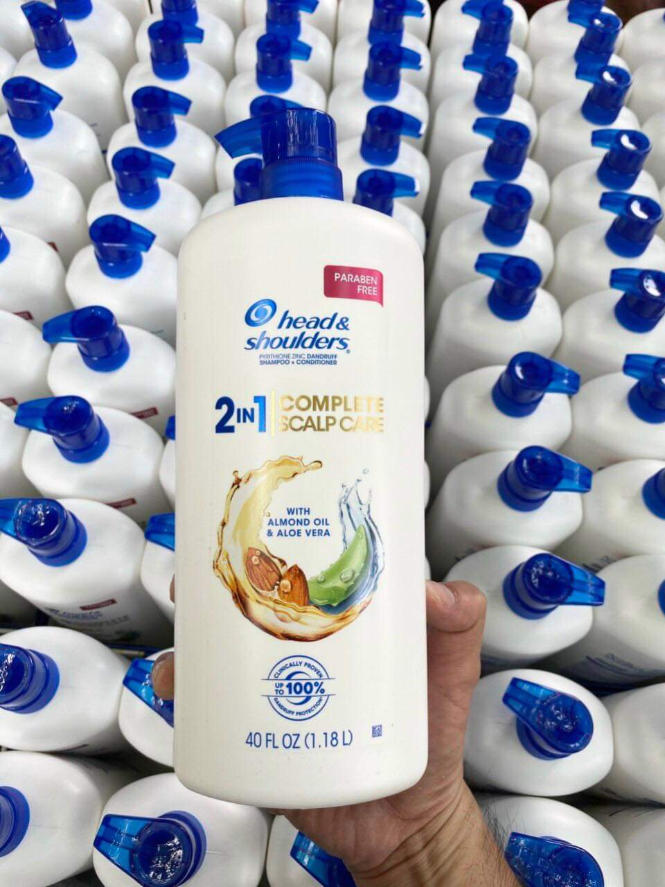 Mẫu mới dầu gội xả 2in1 head & shoulders complete scalp care with almond oil & aloe vera 1.18l n