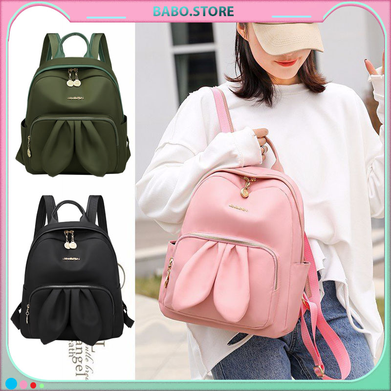 Balo thời trang nữ vải Oxford kiểu dáng tai thỏ cao cấp chống thấm nước, balo đựng laptop đi làm, đi học babo.store