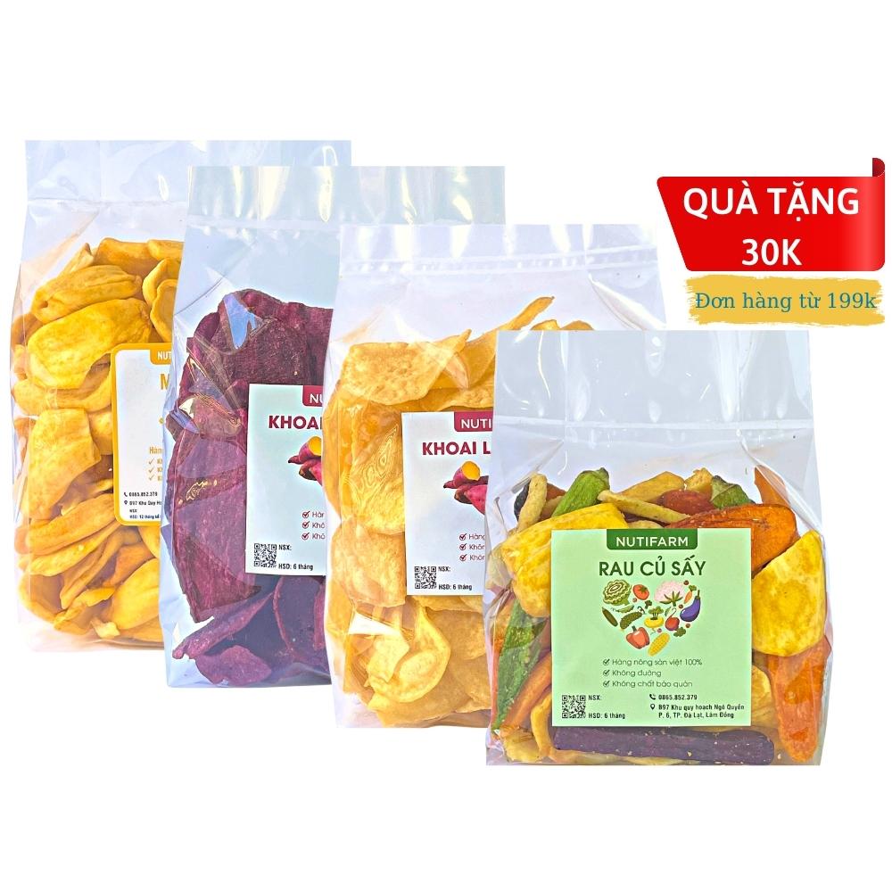 Hoa quả sấy khô thập cẩm, rau củ sấy 500gr NutiFarm đặc sản đà lạt