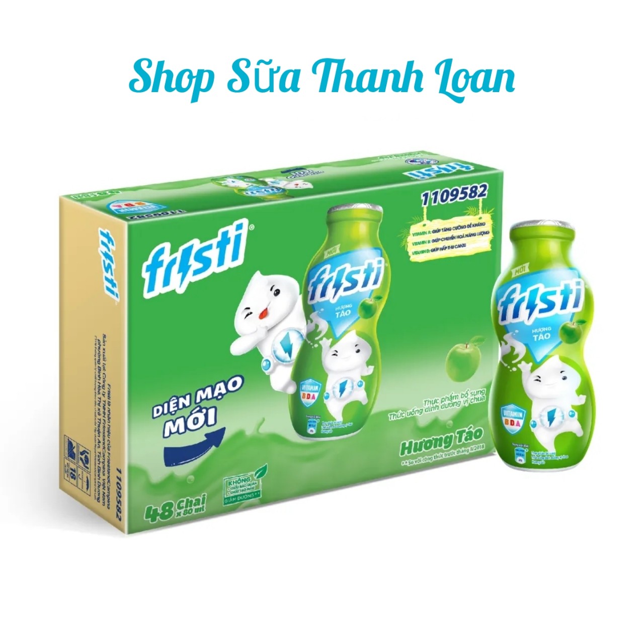HSD T12-2023 Thùng 48 Chai Sữa Chua Uống Fristi Hương Táo 80ml.
