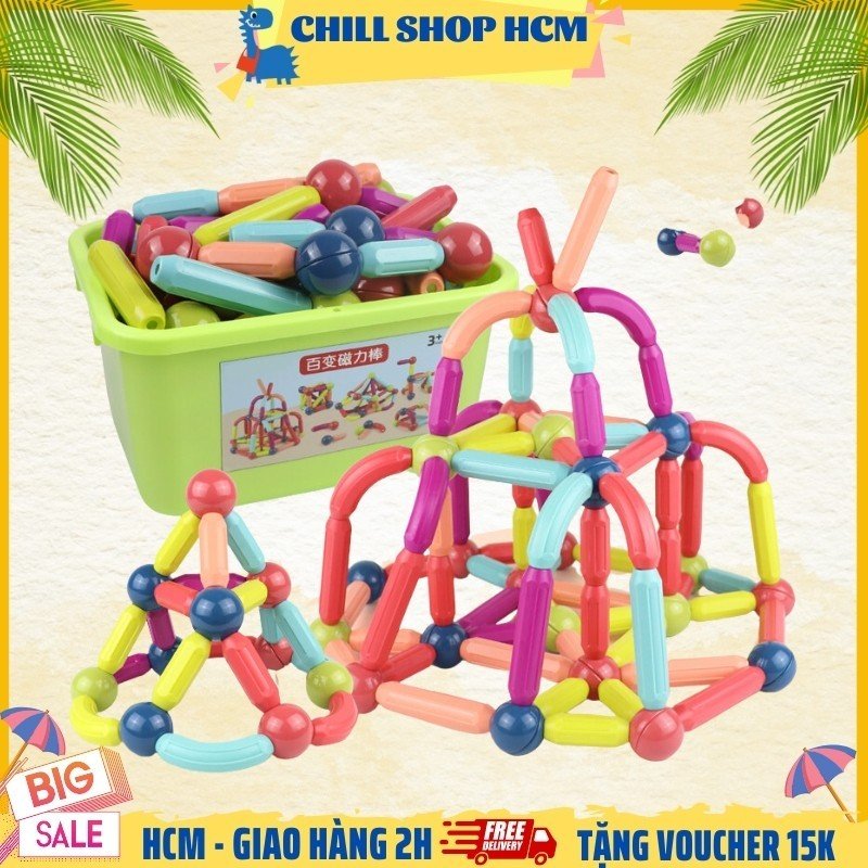 Bộ Xếp Hình Nam Châm Thông Minh Bộ Lắp Ráp Nam Châm 25, 36, 42, 64 chi tiết Đồ Chơi Giáo Dục Sớm Cho Trẻ