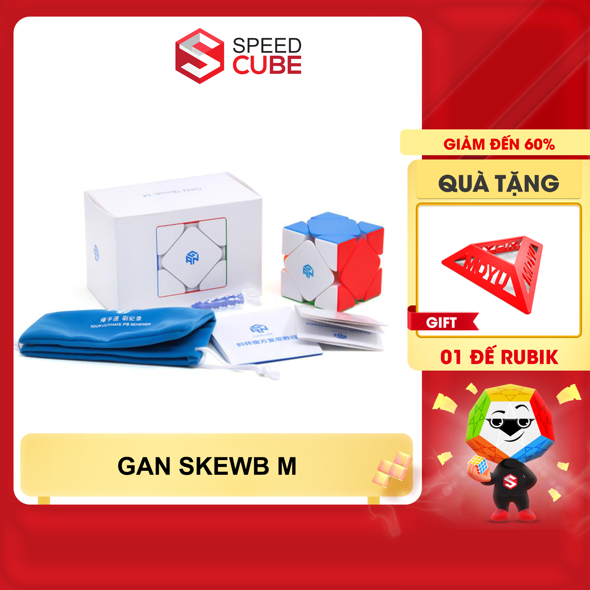 Rubik gan skewb m có nam châm, rubik biến thể chính hãng gan - shop speed cube