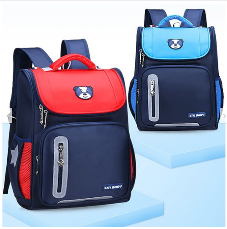 Cặp balo học sinh dáng hộp SM BABY hình còn gấu mẫu 2021 đủ màu cho bé lựa chọn