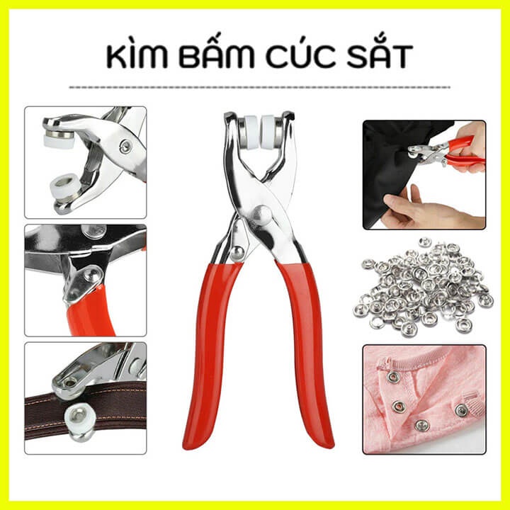 [Tặng 100 Chi Tiết Cúc] Kìm Bấm Cúc Vành Áo Kim Loại Đa Năng Kìm Bấm Khuy, Khoen Ore Quần Áo Tiện Lợi