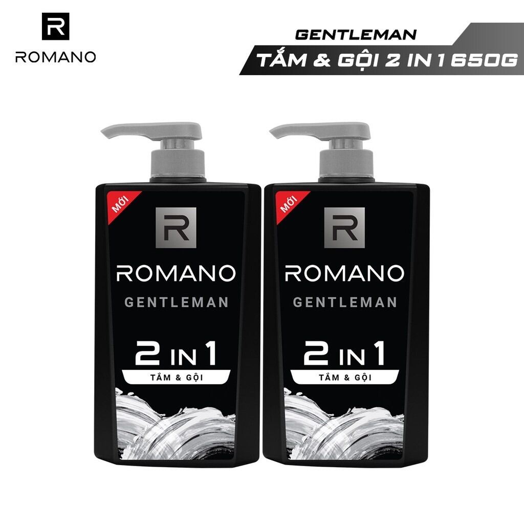 [HCM]Tắm gội 2 trong 1 Romano Gentlemen hương nước hoa 650g