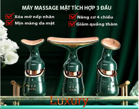 Máy massage mặt 3 in 1, máy nâng cơ mặt trẻ hóa làn da loại bỏ nếp nhăn, máy massage mặt 3 đầu KDK tặng kèm bộ ngoáy tai