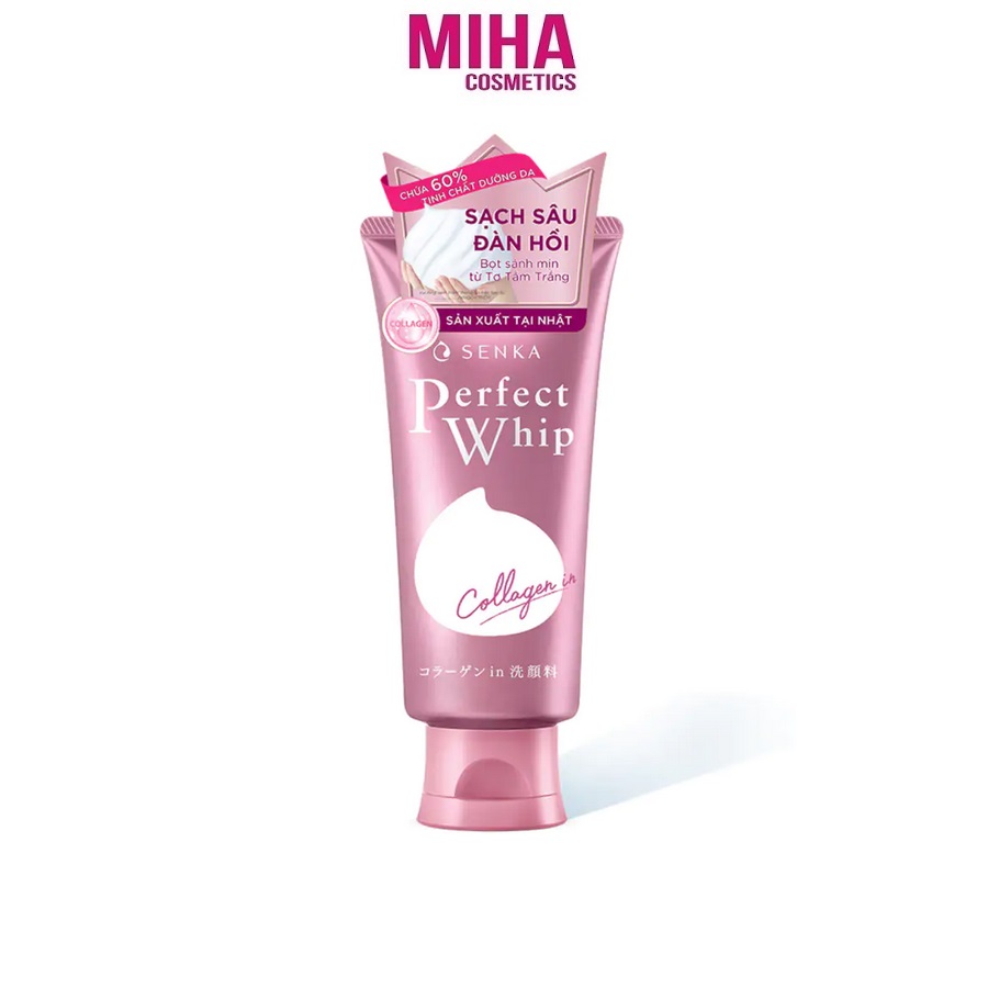 Sữa Rửa Mặt SENKA Perfect Whip Collagen Màu Hồng 120g Nhật Bản
