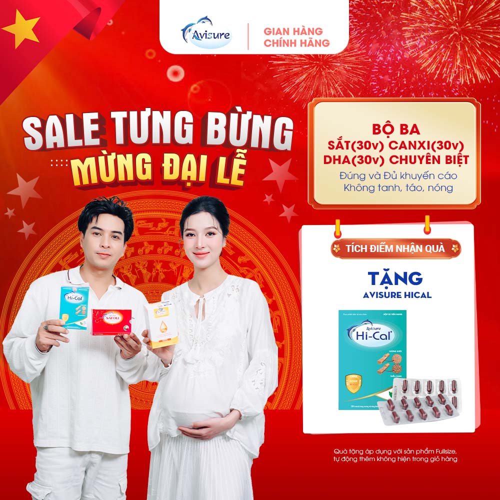 Trọn bộ Sắt Canxi DHA cho bà bầu, sau sinh Avisure, đủ chất cho cả thai kỳ
