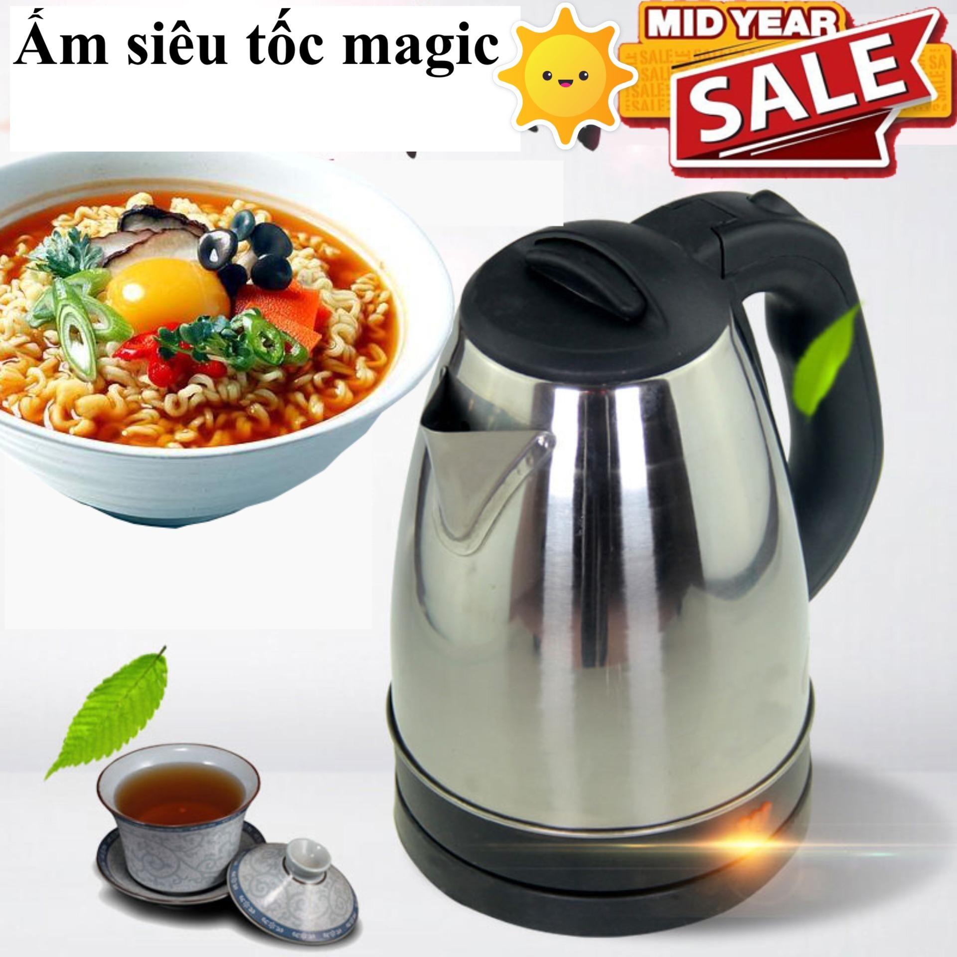 Ấm siêu tốc đun siêu nhanh TOP 1 ngành Ấm siêu tốc, tự động ngắt khi sôi hay khi cạn nước, an toàn với 1 lớp Inox cách nhiệt, không gây bỏng khi chạm vào vỏ ấm. Bảo hành toàn quốc 1 đổi 1 bởi Sun Store