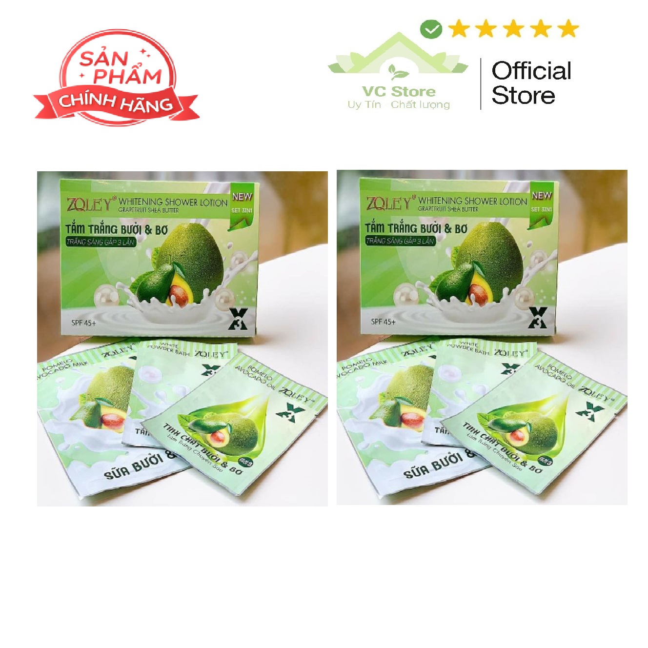 Combo 2 hộp tắm trắng bưởi bơ ngọc trai zoley - da trắng hồng tự nhiên, bật tone nhanh