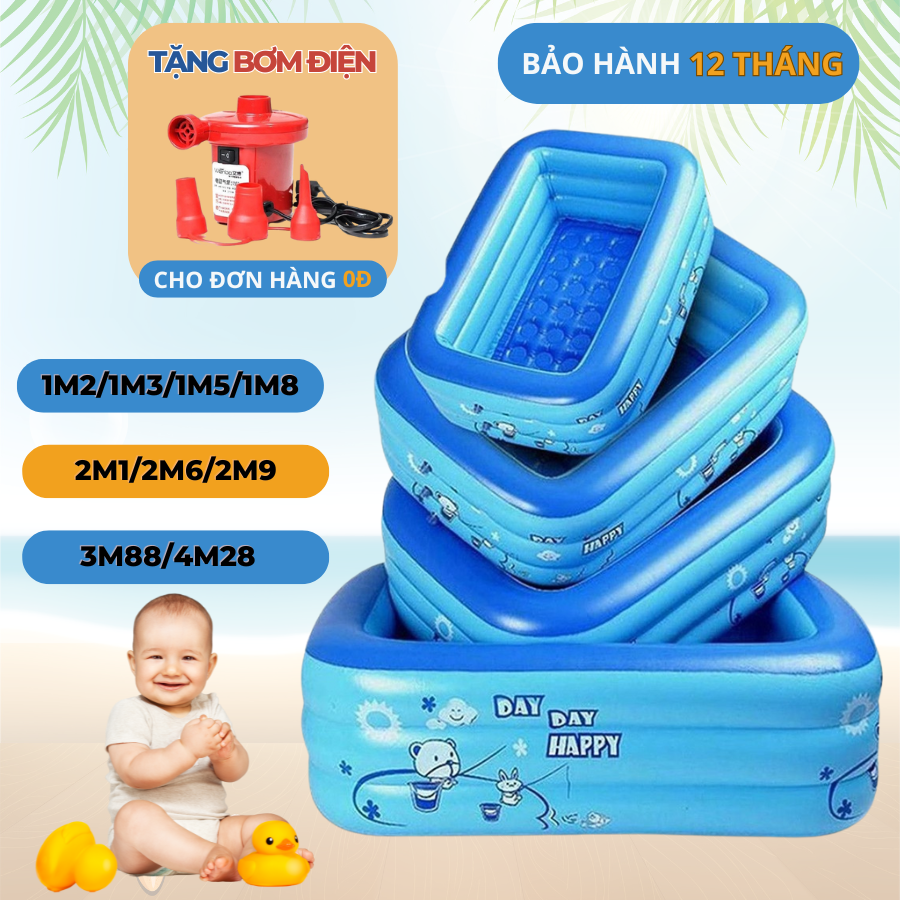 Bể bơi 1m2/1m3/1m5/1m8/2m1/2m6/2m9 cho bé - bể bơi phao 3 tầng cho bé size to loại xịn - bể bơi phao chắc chắn, chống trơn trượt giá sốc - bể bơi ngoài trời 2/3 tầng cho gia đinh