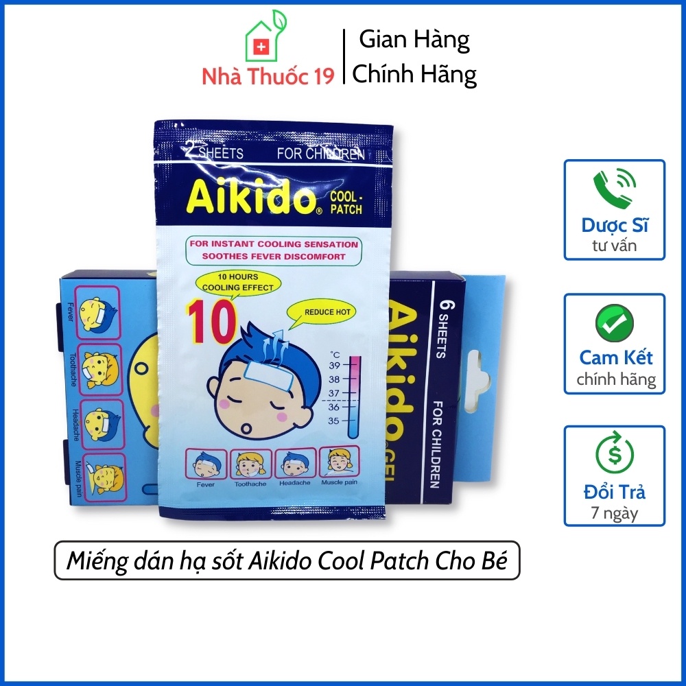 Miếng Dán Hạ Sốt AiKiDo Cool Patch Giúp Bé Hạ Nhiệt Giảm Sốt Ngăn Ngừa Co Giật - Hộp 6 Miếng Dùng Được Cho Trẻ Sơ Sinh