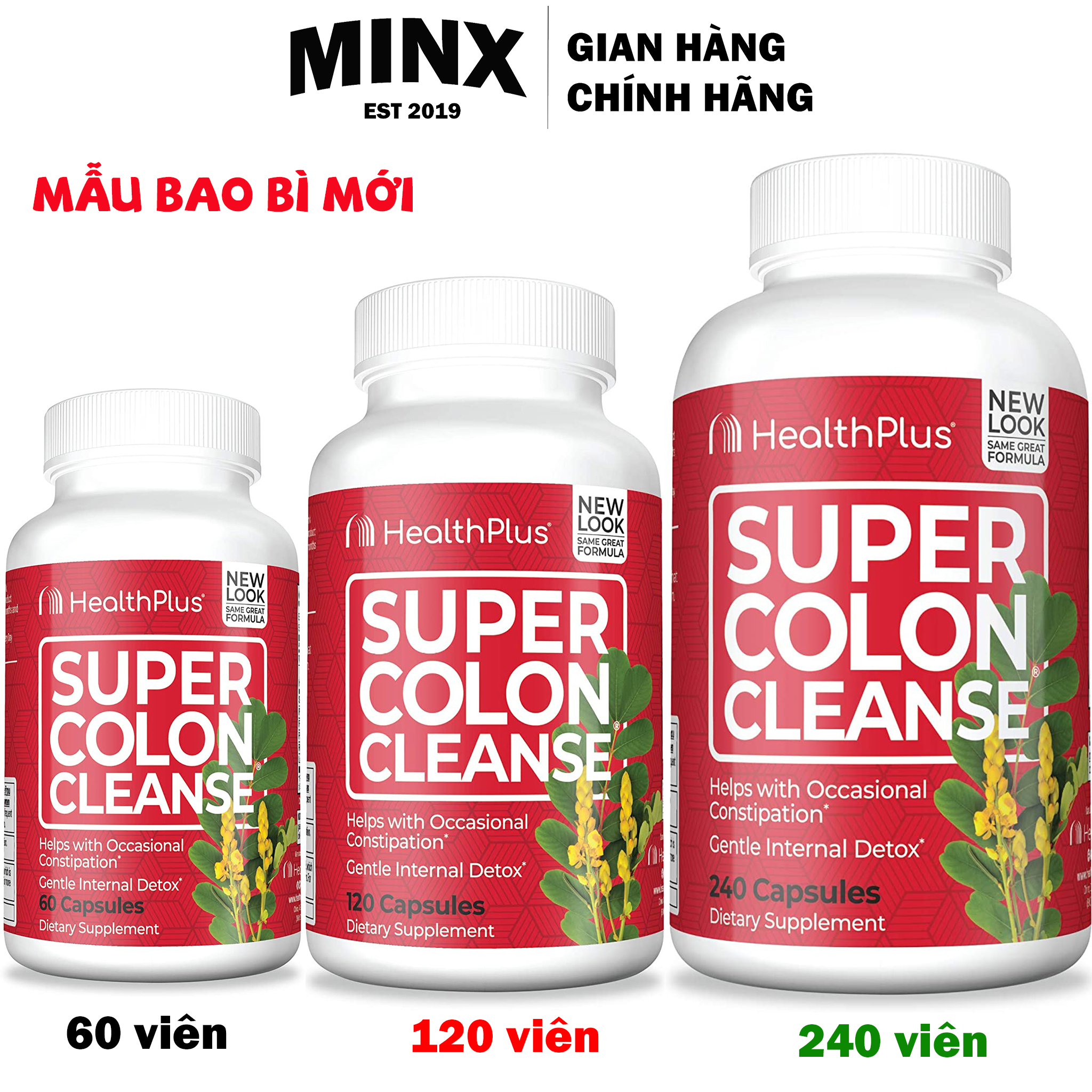 Viên uống Super Colon Cleanse - Colon Cleanse Thải độc đường ruột, đại tràng - Detox ruột hỗ trợ tiêu hóa hãng HealthPlus USA - MINX Store