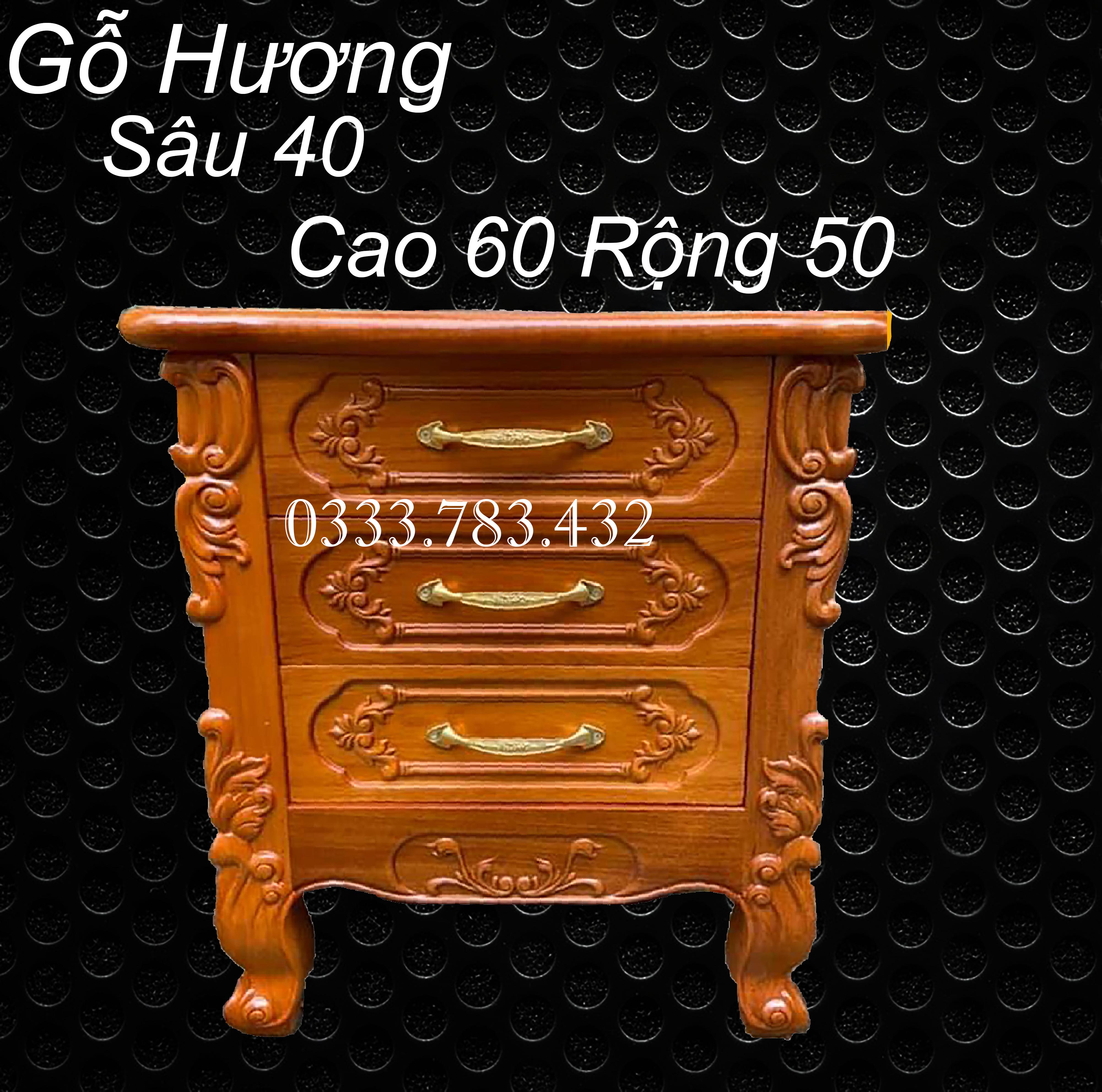 Tủ táp kê đồ gỗ hương 3 ngăn kéo cao 60x50x40