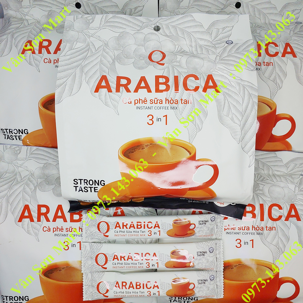 04 bịch cà phê sữa Arabica Trần Quang 480g (24 gói dài x 20g)