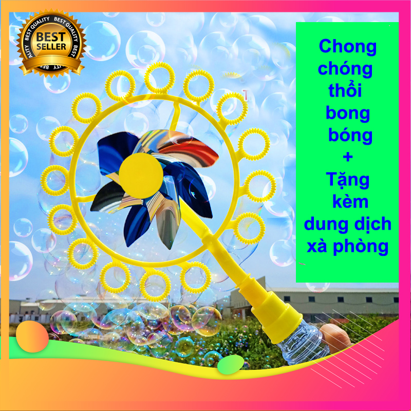 Đồ chơi thổi bong bóng chong chóng xoay cho bé, quà tặng cho bé độc đáo