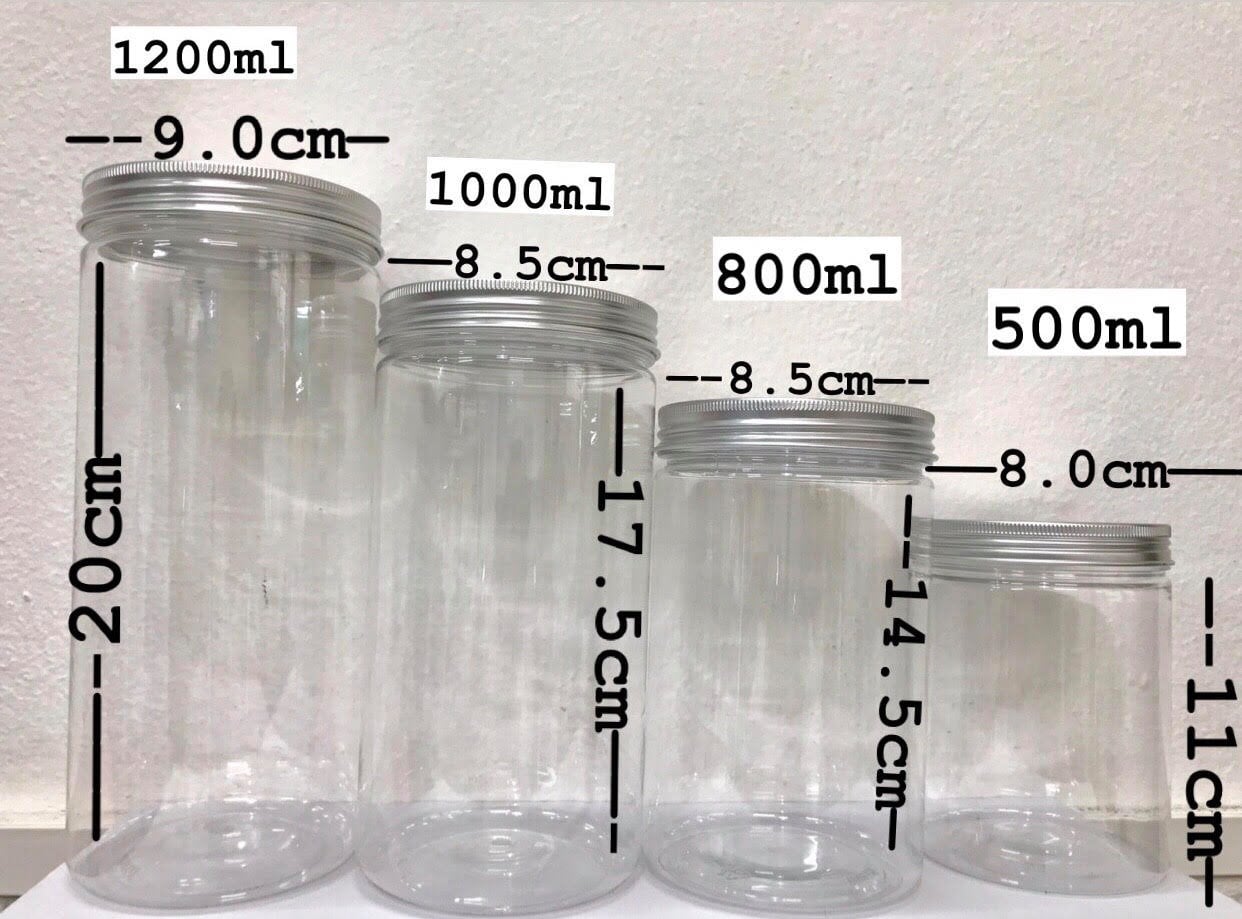 Hủ nhựa nắp thiếc 1200ml