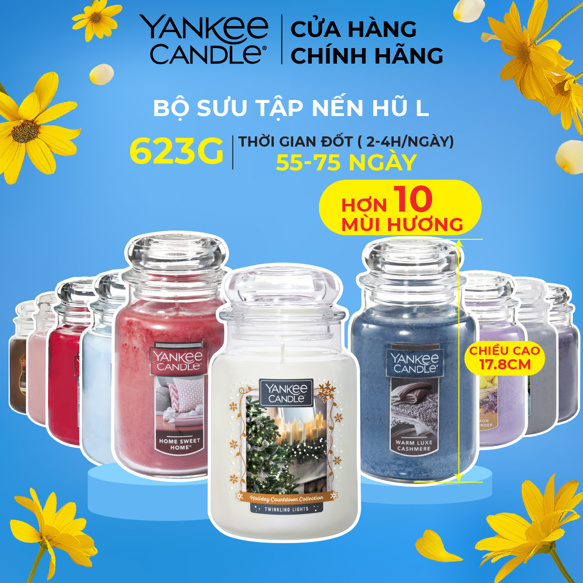 Nến thơm hũ Yankee Candle size L (623g) - nhiều mùi tùy chọn