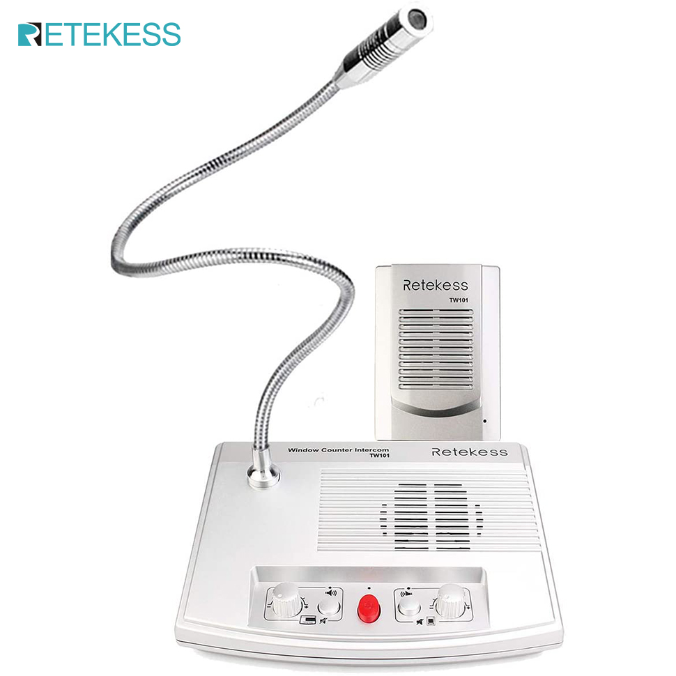 Retekess tw101 cửa sổ loa hệ thống cửa sổ micro và loa ngân hàng liên lạc nội bộ cho kính liên lạc nội bộ hệ thống kinh doanh 2 ổ thru loa