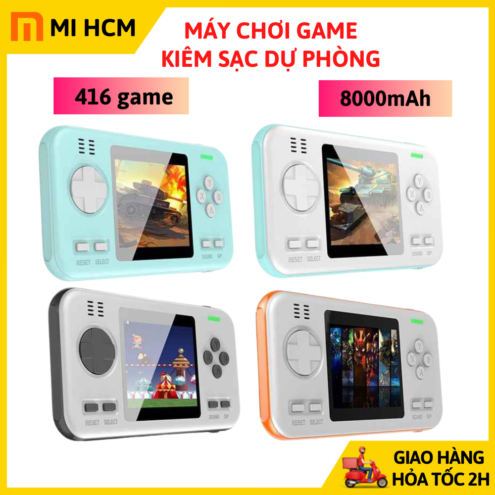 Máy chơi game cầm tay 416 trò kiêm sạc dự phòng 8000mah mini 4 nút, máy chơi game kiêm sạc dự phòng 416 game, sạc dự phòng 8000mah